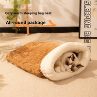 HKM-5810749 Cozy Cat Nest Sleeping Bag - Flannel Material, Available in Pink or Blue