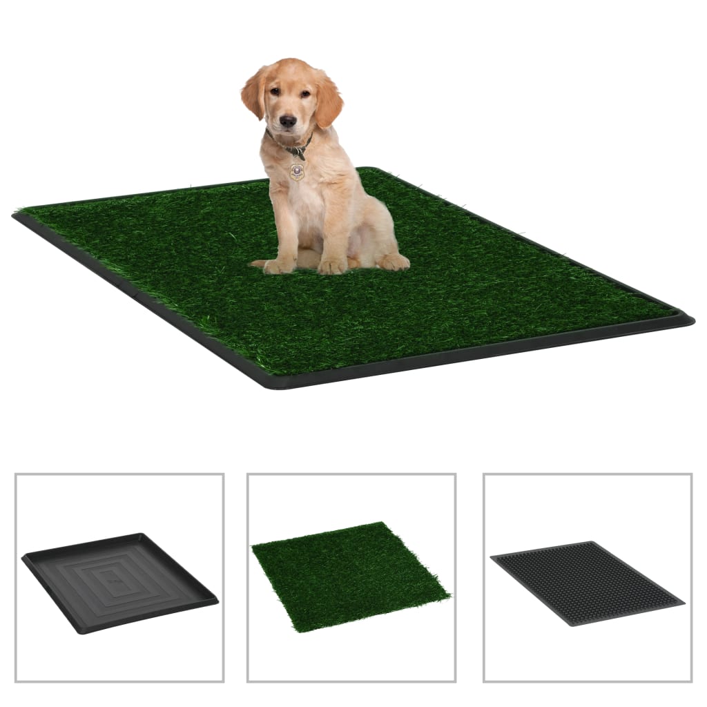 HKM-5810877 Pet Toilet with Artificial Grass Mat and Removable Tray for Easy Cleanup - 63x50 cm