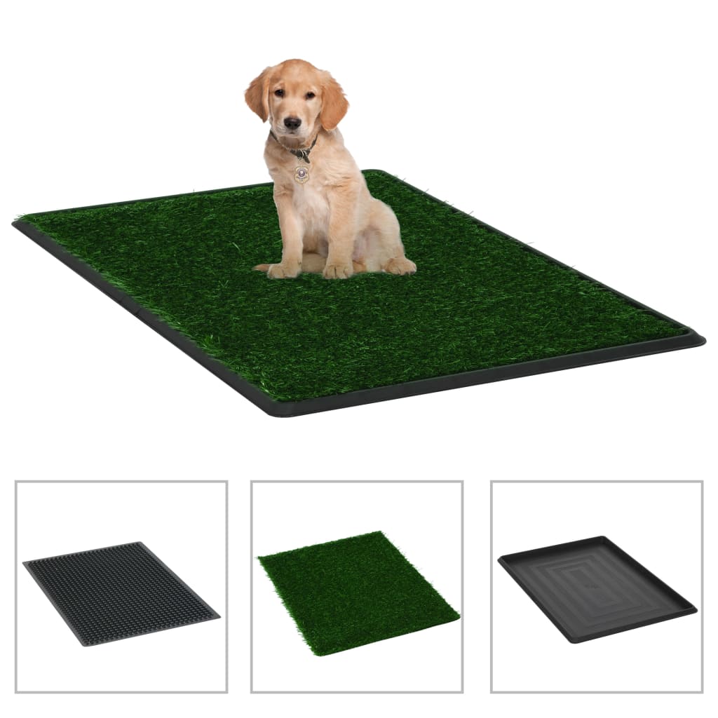 HKM-5810877 Pet Toilet with Artificial Grass Mat and Removable Tray for Easy Cleanup - 63x50 cm