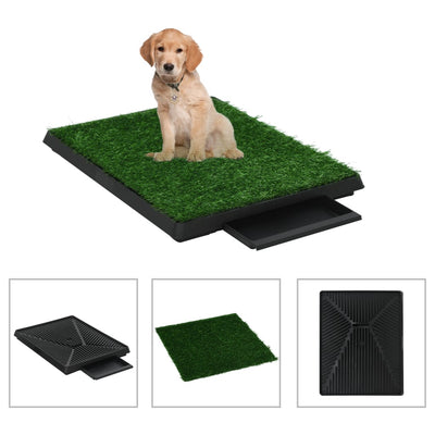 HKM-5810877 Pet Toilet with Artificial Grass Mat and Removable Tray for Easy Cleanup - 63x50 cm