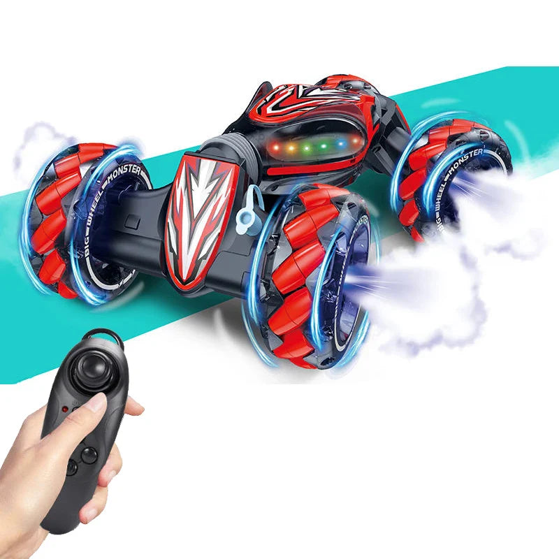 HKM-581139 Remote Control 4-Wheel Light Spray Twister Car Toy with Gesture Control for Kids - Indoor/Outdoor Fun