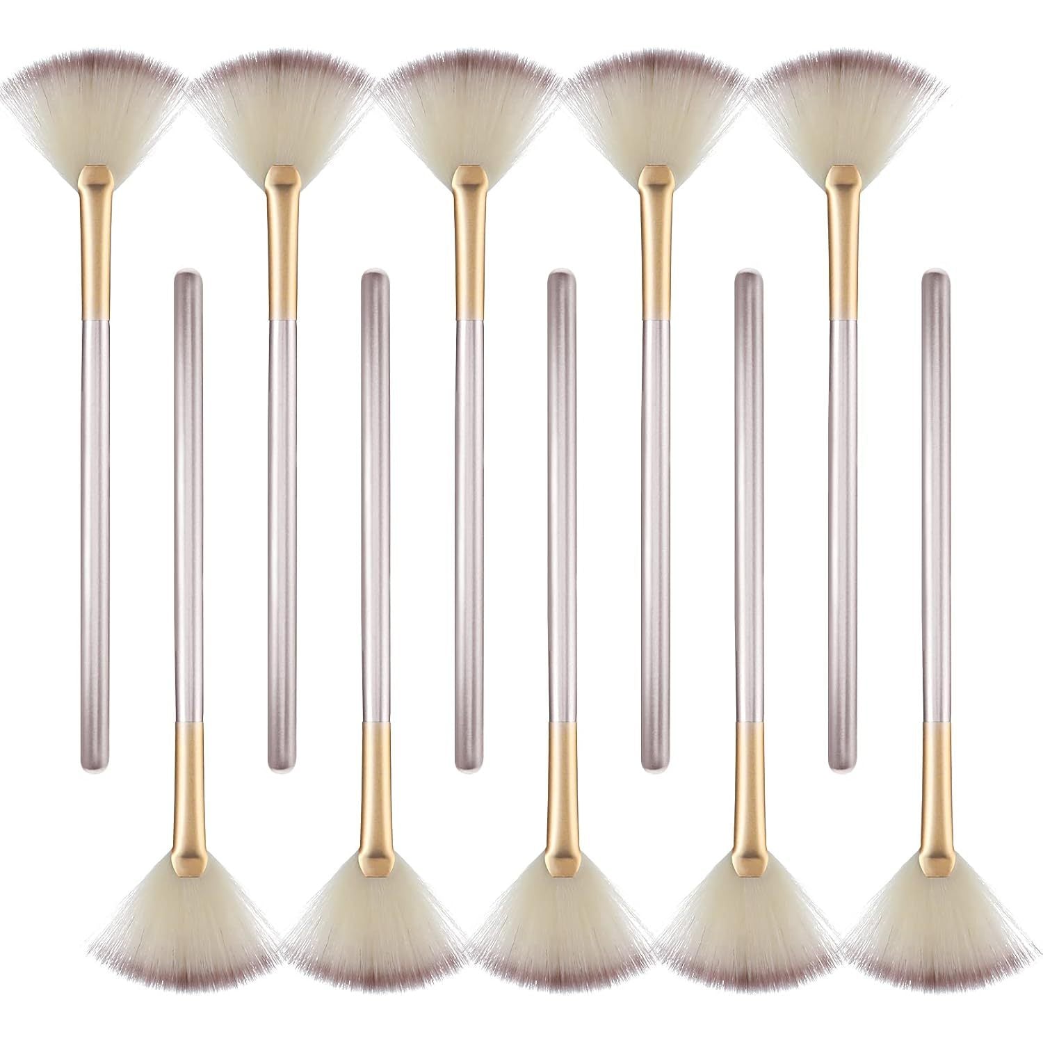 HKM-581139 Soft Facial Fan Brushes Set for Mask, Peel & Makeup Application - 10 Pack with Durable Handles