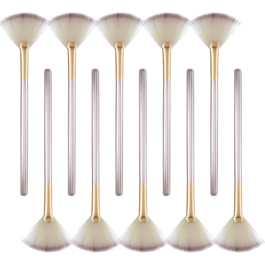HKM-581139 Soft Facial Fan Brushes Set for Mask, Peel & Makeup Application - 10 Pack with Durable Handles