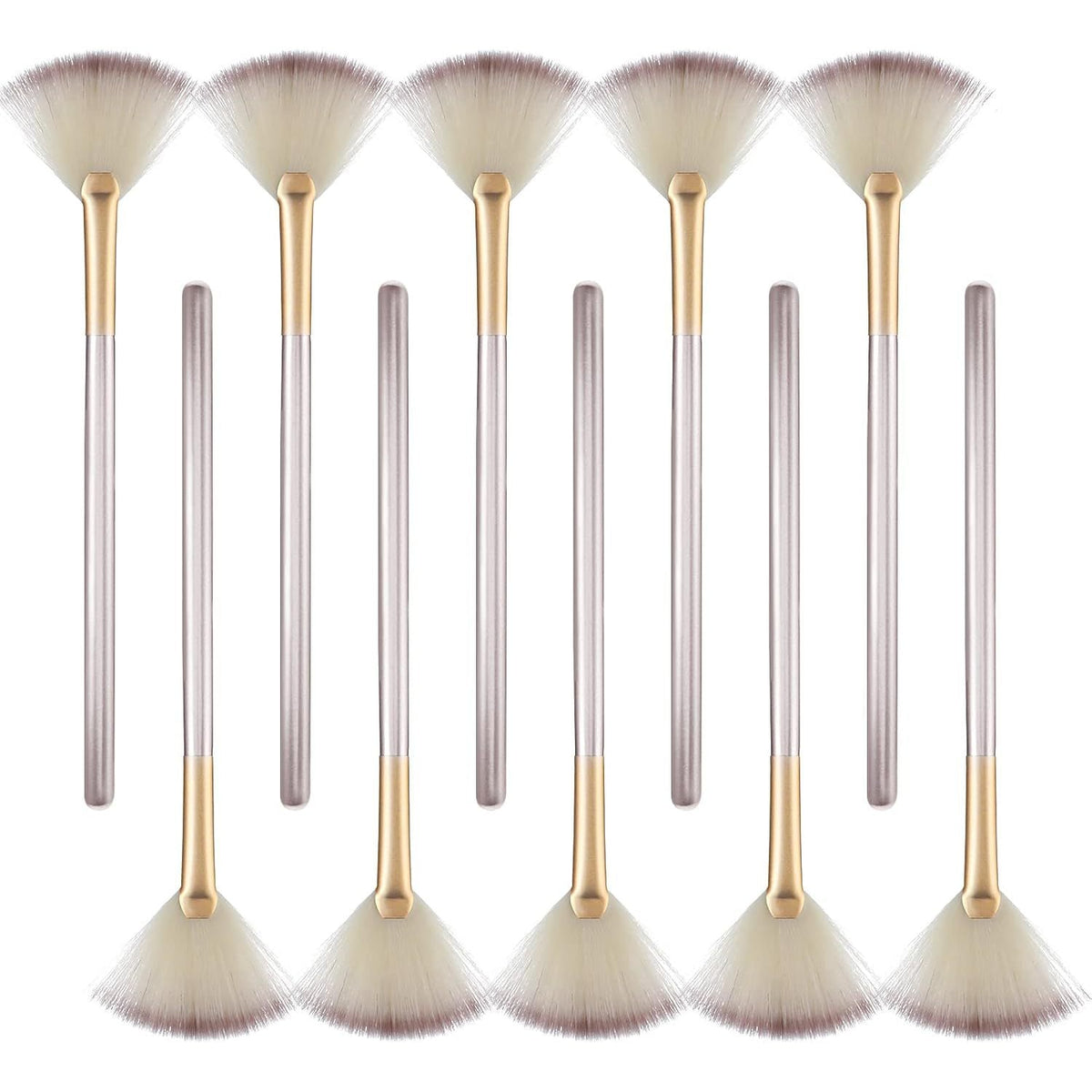 HKM-581139 Soft Facial Fan Brushes Set for Mask, Peel & Makeup Application - 10 Pack with Durable Handles