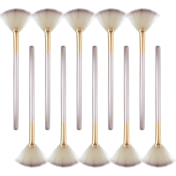 HKM-581139 Soft Facial Fan Brushes Set for Mask, Peel & Makeup Application - 10 Pack with Durable Handles