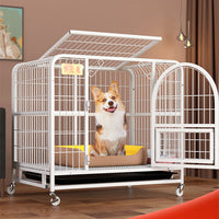 HKM-5812157 Indoor Fenced Corgi Kennel - Square Tube Design in White, Pink, or Black, 54x34x49cm