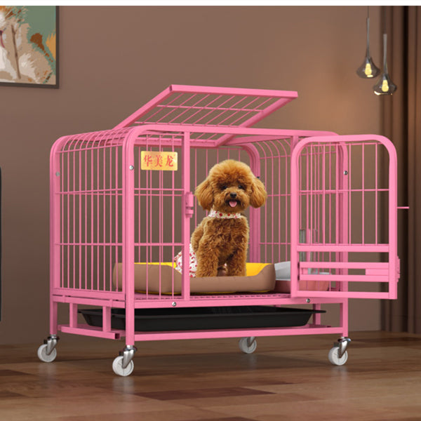 HKM-5812157 Indoor Fenced Corgi Kennel - Square Tube Design in White, Pink, or Black, 54x34x49cm