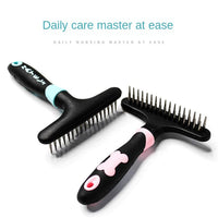 HKM-5812285 Plastic Dog Hair Removal Comb and Nail Rake - 12x15cm, Blue/Pink