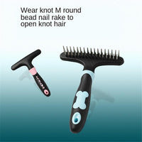 HKM-5812285 Plastic Dog Hair Removal Comb and Nail Rake - 12x15cm, Blue/Pink