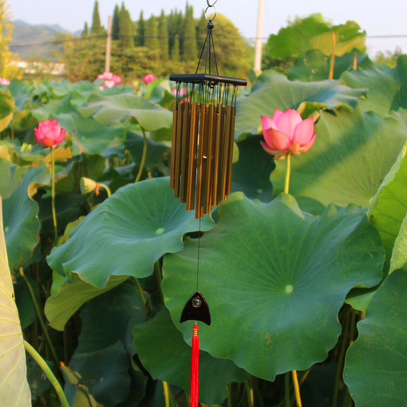 HKM-581267 Bronze Metal Wind Chimes with Fish Design - 65 cm