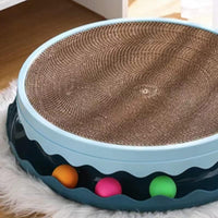 HKM-5813949 Round Interactive Cat Scratcher with Built-in Ball - Double Layer Scratching Pad for Play and Relaxation