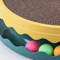 HKM-5813949 Round Interactive Cat Scratcher with Built-in Ball - Double Layer Scratching Pad for Play and Relaxation