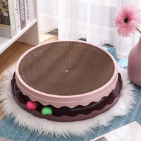 HKM-5813949 Round Interactive Cat Scratcher with Built-in Ball - Double Layer Scratching Pad for Play and Relaxation