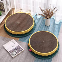 HKM-5813949 Round Interactive Cat Scratcher with Built-in Ball - Double Layer Scratching Pad for Play and Relaxation