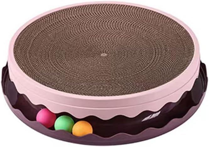 HKM-5813949 Round Interactive Cat Scratcher with Built-in Ball - Double Layer Scratching Pad for Play and Relaxation
