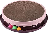 HKM-5813949 Round Interactive Cat Scratcher with Built-in Ball - Double Layer Scratching Pad for Play and Relaxation