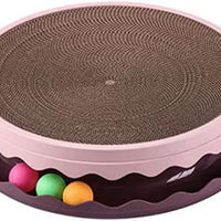 HKM-5813949 Round Interactive Cat Scratcher with Built-in Ball - Double Layer Scratching Pad for Play and Relaxation