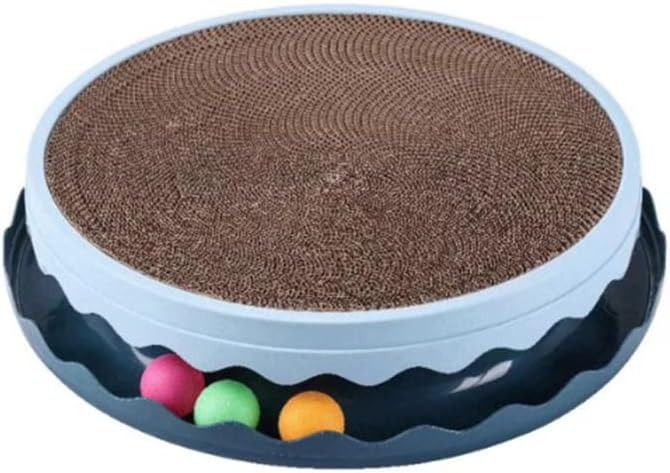 HKM-5813949 Round Interactive Cat Scratcher with Built-in Ball - Double Layer Scratching Pad for Play and Relaxation