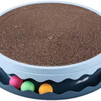 HKM-5813949 Round Interactive Cat Scratcher with Built-in Ball - Double Layer Scratching Pad for Play and Relaxation