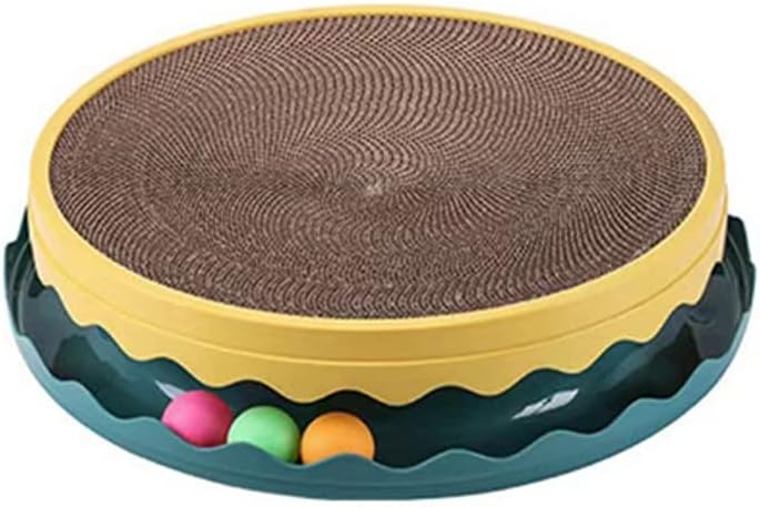 HKM-5813949 Round Interactive Cat Scratcher with Built-in Ball - Double Layer Scratching Pad for Play and Relaxation