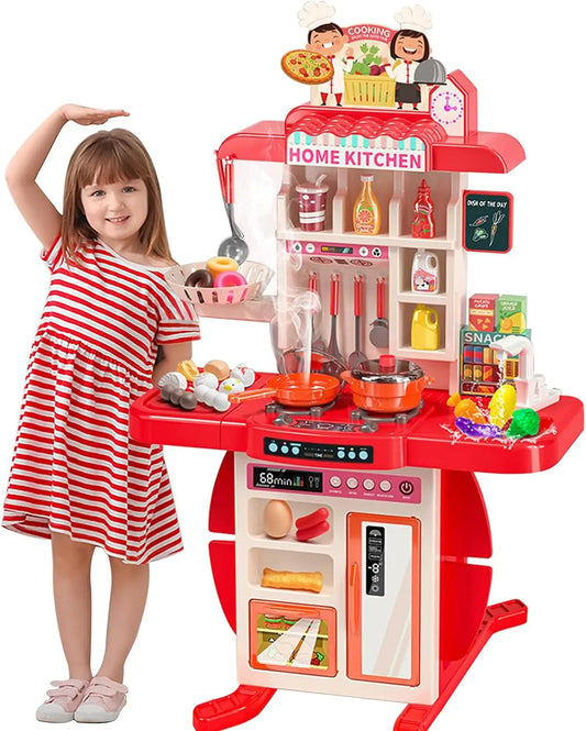 HKM-581395 Kids Play Kitchen Set - 95cm Cooking Simulation Toy for Ages 2 to 14