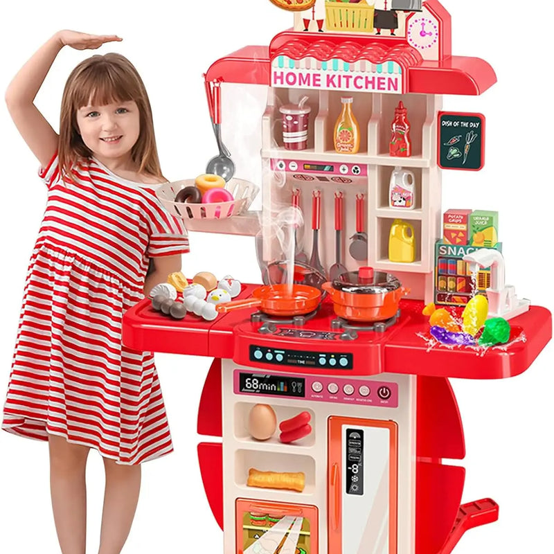 HKM-581395 Kids Play Kitchen Set - 95cm Cooking Simulation Toy for Ages 2 to 14