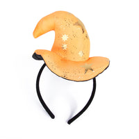 HKM-5814845 Pet Friendly Halloween Headband - Flannel Hat with Sequins and Small Balls, Available in Black, Yellow, and Green