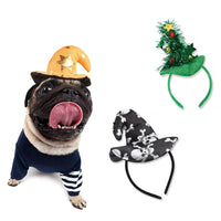 HKM-5814845 Pet Friendly Halloween Headband - Flannel Hat with Sequins and Small Balls, Available in Black, Yellow, and Green