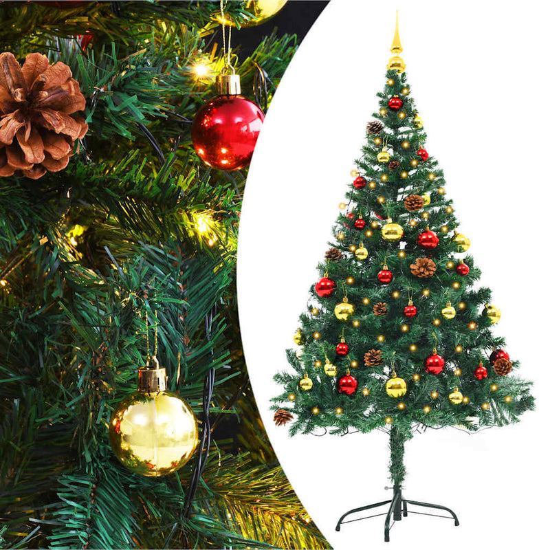 HKM-581523 150 cm Artificial Christmas Tree with Colorful Baubles and LED Lights
