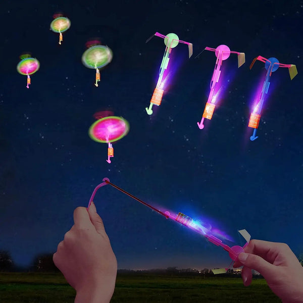 HKM-581523 LED Flying Finger Rocket Toy Set - 4 Pcs Outdoor Play for Ages 2 and Up