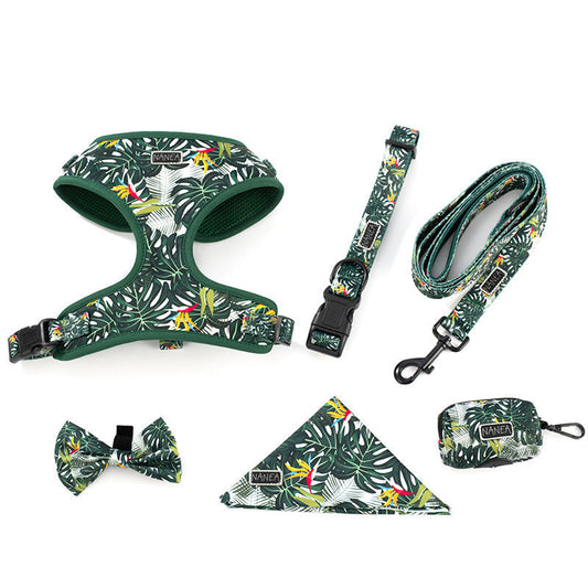 HKM-5815741 Adjustable Pet Harness Set with Leash, Collar, Bow, and Accessories