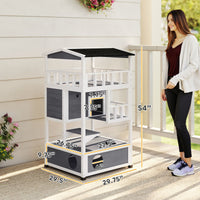 HKM-5816509 Outdoor Cat House with Asphalt Roof and Escape Doors – 3-Tier Feral Cat Shelter