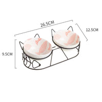 HKM-5816637 Cat Ceramic Double Bowl with Golden Ear Design for Cats and Small to Medium Dogs