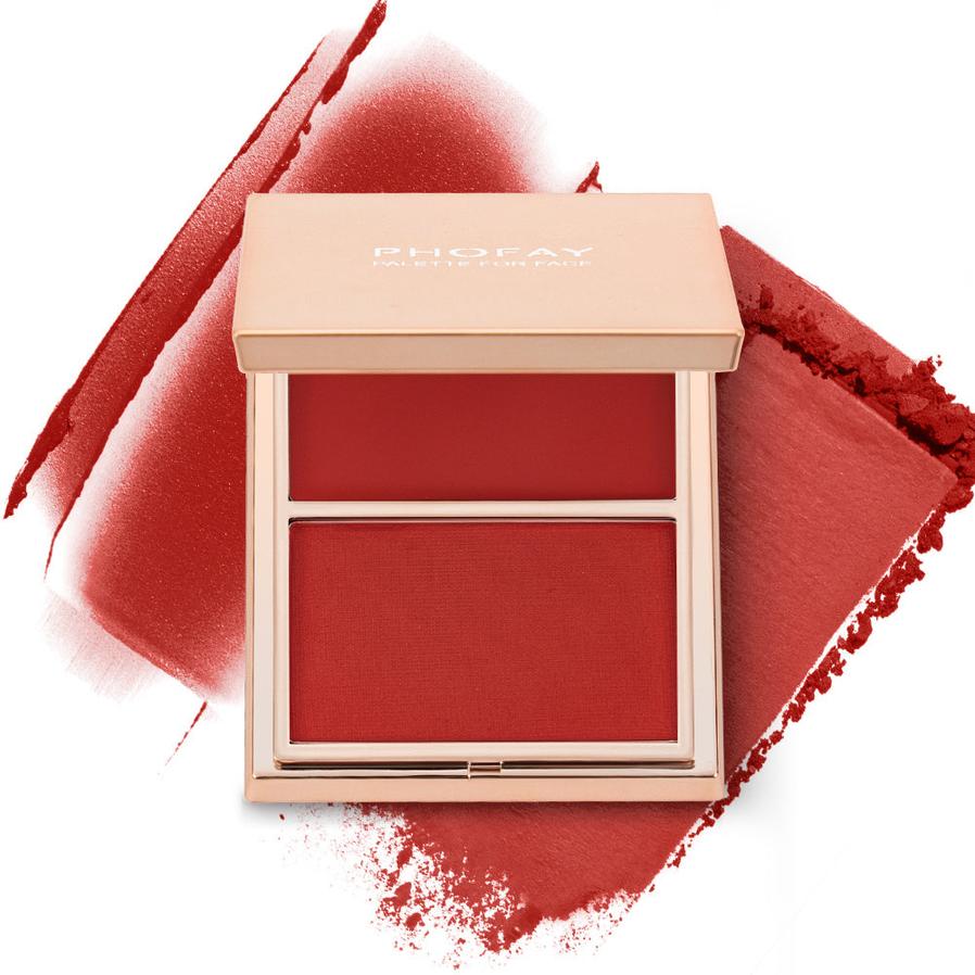 HKM-581779 Double-Take Cream & Powder Blush Duo for Effortless Definition and Warmth - 6.5g