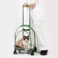 HKM-5818685 Transparent Pet Trolley Bag with Panoramic View for Dogs - Medium Soft PVC Travel Suitcase