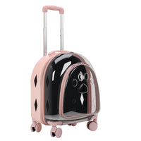 HKM-5818685 Transparent Pet Trolley Bag with Panoramic View for Dogs - Medium Soft PVC Travel Suitcase