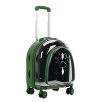 HKM-5818685 Transparent Pet Trolley Bag with Panoramic View for Dogs - Medium Soft PVC Travel Suitcase