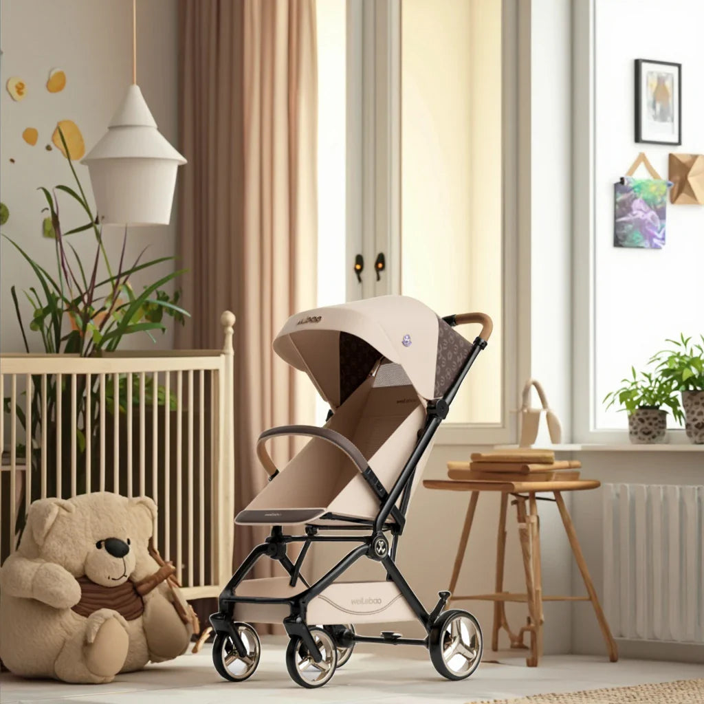 HKM-581907 Compact Folding Stroller with Enhanced Sunshade for Infants - Portable and Lightweight Design