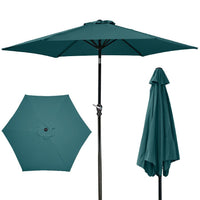 HKM-581907 Outdoor Patio Umbrella with Push-button Tilt and Crank Handle, UV and Water Resistant with 6 Sturdy Metal Ribs