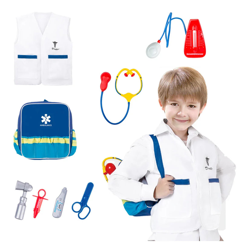 HKM-581971 Kids Doctor Role Play Toy Set with Medical Backpack and Uniform for Pretend Play