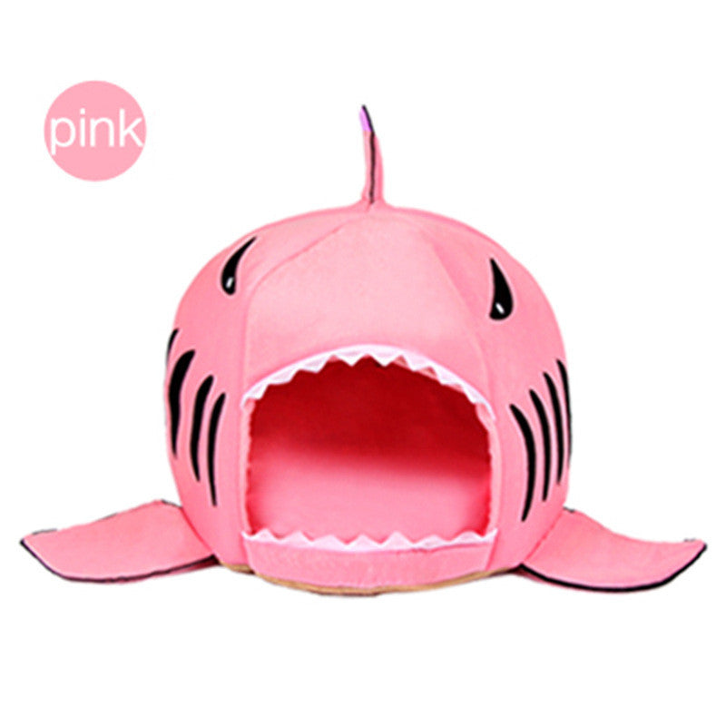 HKM-5820477 Cozy Shark-Shaped Pet Bed for Dogs and Cats in Gray, Pink, and Blue ¨C Soft Oxford Cloth with PP Cotton Filling