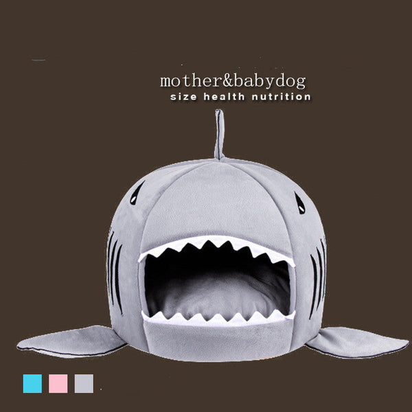 HKM-5820477 Cozy Shark-Shaped Pet Bed for Dogs and Cats in Gray, Pink, and Blue ¨C Soft Oxford Cloth with PP Cotton Filling