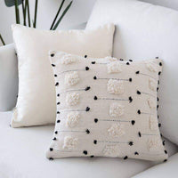 HKM-582099 Cotton Linen Cushion Cover - Cut Flower Tufted Design, 30x50cm & 45x45cm Options