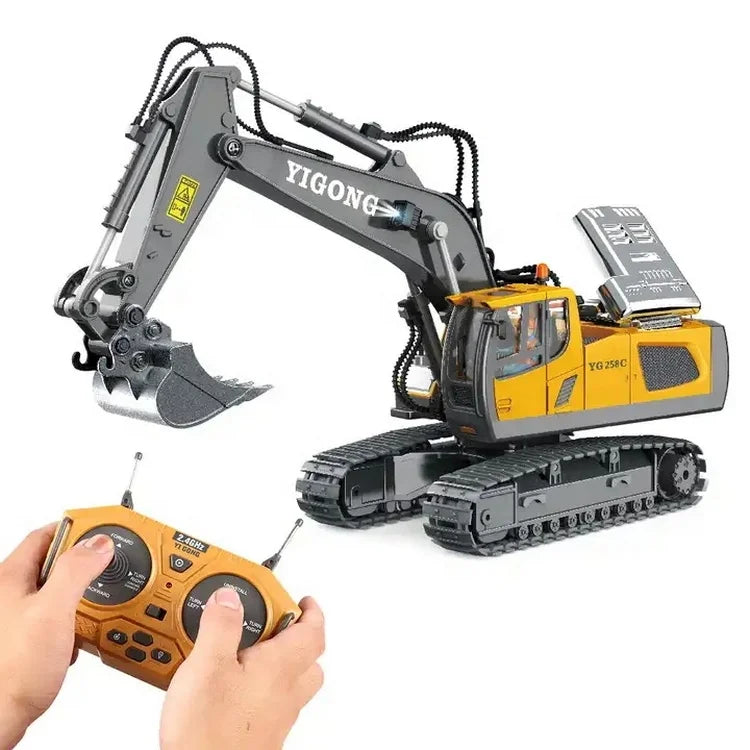 HKM-582163 1/24 Scale Remote Control Excavator with 11 Channels, Lights and Sounds, Rechargeable Battery