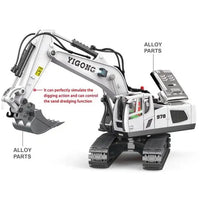 HKM-582163 1/24 Scale Remote Control Excavator with 11 Channels, Lights and Sounds, Rechargeable Battery