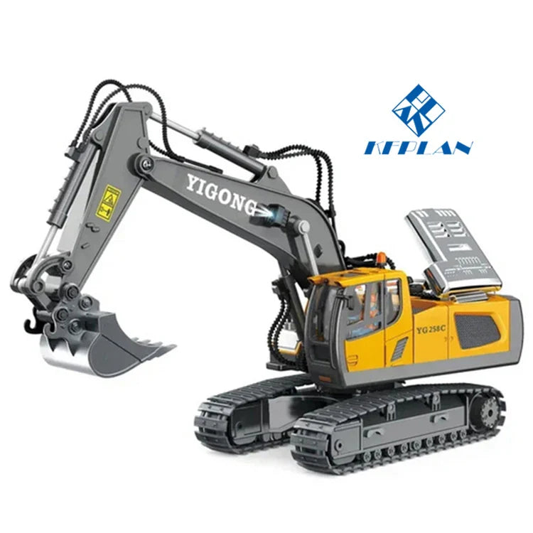 HKM-582163 1/24 Scale Remote Control Excavator with 11 Channels, Lights and Sounds, Rechargeable Battery