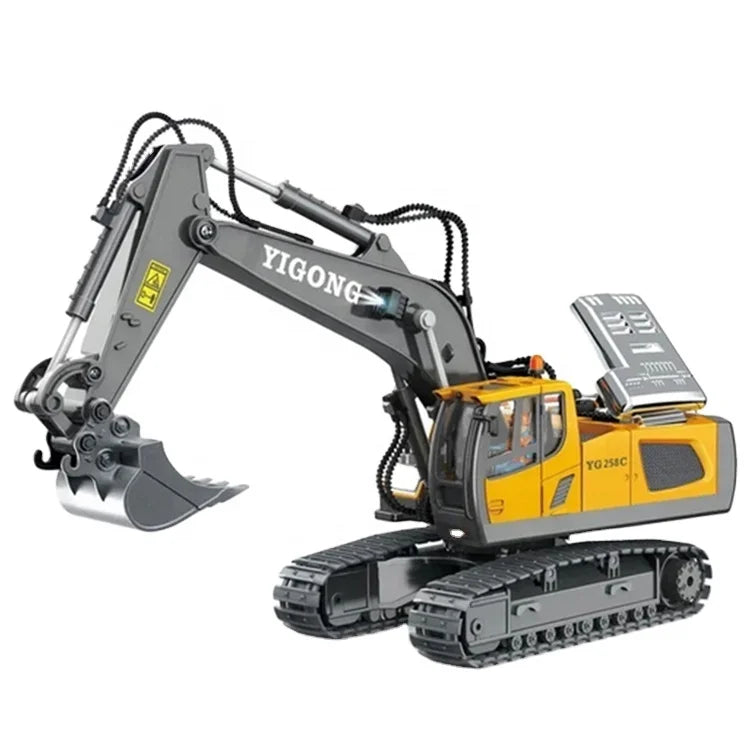 HKM-582163 1/24 Scale Remote Control Excavator with 11 Channels, Lights and Sounds, Rechargeable Battery