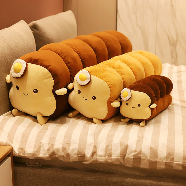 HKM-582163 Plush Bread-Shaped Pillow and Pouch - Soft Slice and Loaf Designs for Comfort