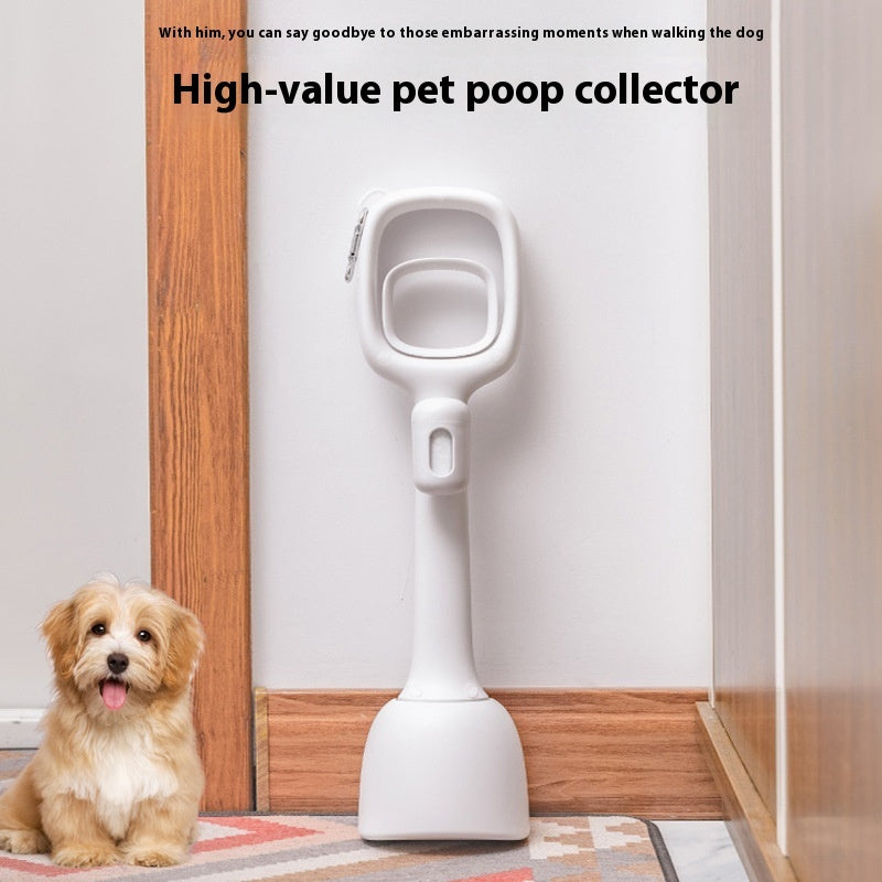 HKM-5823037 White Plastic Pooper Scooper with Clip for Easy Pet Cleanup