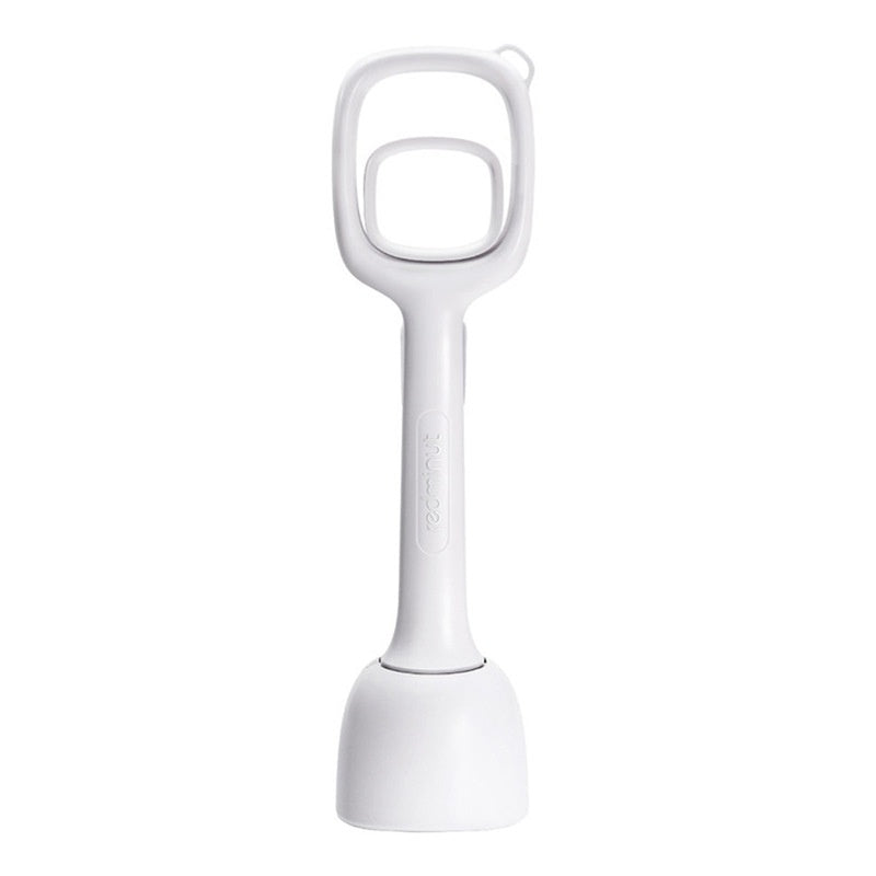 HKM-5823037 White Plastic Pooper Scooper with Clip for Easy Pet Cleanup